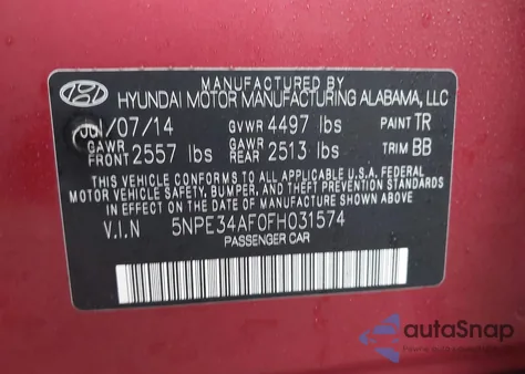 2015 Hyundai Sonata Limited from USA, damaged, VIN 5NPE34AF0FH031574